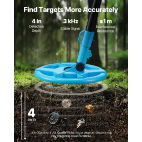 Metal Detector, 101.6 mm, Lightweight Metal Detector with LCD