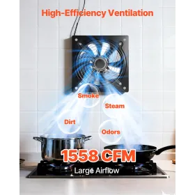 VEVOR 30.5 cm Exhaust Fan, 1558 CFM High Velocity Wall Mount Vent Fan with Speed Control, 70W Low Consumption, Portable Ventilat