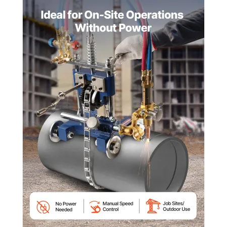 VEVOR CG2-11Y Manual Pipe Cutting Machine, 0.2"-2" Thick Pipe Beveling Machine with 82-in Chain, 0°-45° Adjusted Angle Gas Cutti