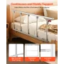 VEVOR Foldable Bed Rail for Elderly, 122 cm Bedside Assist Rail with Fixing Strap, Adjustable Height Pipe Bedside Cane, High-Str