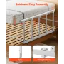 VEVOR Foldable Bed Rail for Elderly, 122 cm Bedside Assist Rail with Fixing Strap, Adjustable Height Pipe Bedside Cane, High-Str