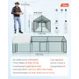 Metal Chicken Coop for 6-8 Chickens, 1 x 3 x 1 m, Small Chicken Cage with Waterproof Cover & 3 Doors, Spire Roof Poultry Run Com