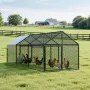 Metal Chicken Coop for 6-8 Chickens, 1 x 3 x 1 m, Small Chicken Cage with Waterproof Cover & 3 Doors, Spire Roof Poultry Run Com