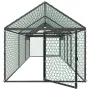Metal Chicken Coop for 6-8 Chickens, 1 x 3 x 1 m, Small Chicken Cage with Waterproof Cover & 3 Doors, Spire Roof Poultry Run Com