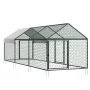 Metal Chicken Coop for 6-8 Chickens, 1 x 3 x 1 m, Small Chicken Cage with Waterproof Cover & 3 Doors, Spire Roof Poultry Run Com