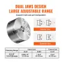 3-Jaw Lathe Chuck, 5'', Self-Centering Lathe Chuck, 0.1-5 in/2.5 -125 mm Clamping Range with T-key Fixing Screws Reversible Jaws