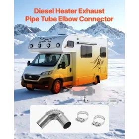 VEVOR Exhaust Pipe Tube Elbow Connector, 25mm Diesel Heater Exhaust Elbow, Stainless Steel Windproof Cap Gas Water Heater 4 Clam