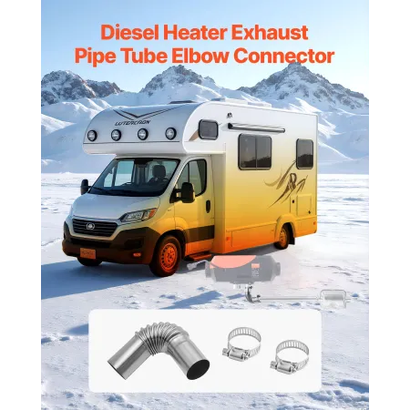 VEVOR Exhaust Pipe Tube Elbow Connector, 25mm Diesel Heater Exhaust Elbow, Stainless Steel Windproof Cap Gas Water Heater 4 Clam