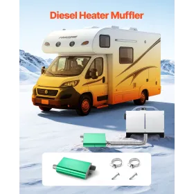 VEVOR Diesel Heater Muffler, 24mm Diesel Heater Muffler Upgrade, Parking Heaters Mufflers Fit with 2 Clamps and Screws, Aluminum