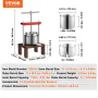 frugtvinpresse, 0,53 gallon/2L, 2 tønder i rustfrit stål