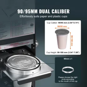 VEVOR Fully Automatic Cup Sealing Machine, 500-650 Cups/H, Cup Sealer Machine for 180 mm Tall & 90/95 mm Cup, Electric Boba Tea 