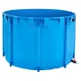 Canvas Fish Pond, 448.8 Gal Capacity Above Ground Fish Pond, Foldable PVC Koi Tank, Round Goldfish Tank with Stable Frame and Dr