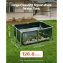 Canvas Fish Pond, 126.8 Gal Above Ground Fish Pond, PVC Koi Tank with Clear Viewing Panel, Rectangular Goldfish Tank with Stainl