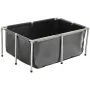 Canvas Fish Pond, 126.8 Gal Above Ground Fish Pond, PVC Koi Tank with Clear Viewing Panel, Rectangular Goldfish Tank with Stainl