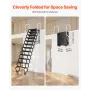 VEVOR Attic Ladder Wall-Mounted, 660LBS/299.4KG Capacity, Fits 9.5 to 10 ft Ceiling Height, 12-Step Steel Folding Stairs with Ha