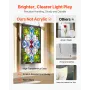 Stained Glass Window Panel, 433 x 731 mm, Tiffany Style Hanging Transom Window Panel with Chain, Large Vertical Rectangle Stain 