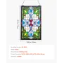 VEVOR Farvet glas vinduespanel, 433 x 731 mm, Tiffany Style hængende agterspejls vinduespanel med kæde, stort lodret rektangel