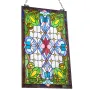 Stained Glass Window Panel, 433 x 731 mm, Tiffany Style Hanging Transom Window Panel with Chain, Large Vertical Rectangle Stain 