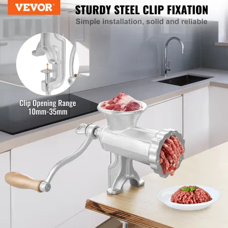 Manual Meat Grinder, Heavy Duty Cast Iron Hand Meat Grinder with Steel Table Clamp, Meat Mincer Sausage Maker with 1 Cutting Bla