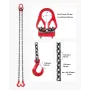 VEVOR Chain Sling, 8mm x 3 m Lifting Chains with 2 Leg Grab Hooks, Heavy Duty G80 Alloy Steel Lifting Sling, 3.17 Ton Capacity, 