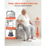 Raised Toilet Seat with Arms, 181 kg Load Capacity, Adjustable Height and Width, Commode Cushion Padded Elevated Toilet Seat Ris