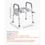 Raised Toilet Seat with Arms, 181 kg Load Capacity, Adjustable Height and Width, Commode Cushion Padded Elevated Toilet Seat Ris