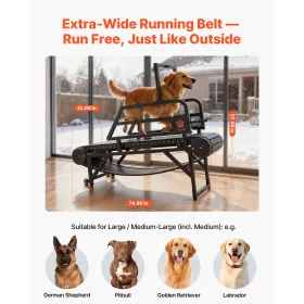 VEVOR hundeløbebånd til mellemstore/store hunde, kæledyrsløbemaskine Pacer slatmølle med trinløs justering, bremse og hjul,