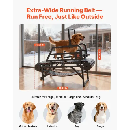 VEVOR Dog Treadmill for Small/Medium Dogs, Pet Running Machine Pacer Slatmill with Stepless Adjustment, Brake & Wheels, Upgrade 