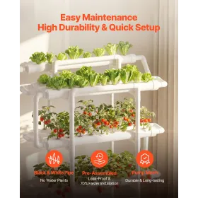 Hydroponics-dyrkningssystemsæt, 3-trins 90-pladser UPVC-rør