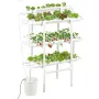 VEVOR Hydroponics-dyrkningssystemsæt, 3-trins 90-pladser UPVC-rør hydroponisk vækstsæt med tidsindstillet kunstvanding, sol- og