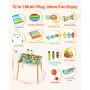 Montessori Activity Table for Toddler 1-3 Years Old, 13 in 1 Wooden Learn Activity Desk, Baby Play Table for Boys & Girls Aged 6