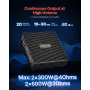 VEVOR Car Audio Amplifier, 2-Channel Bridgeable Car Amplifier, Full-Range Class AB Stereo Amp, Max. 2 x 300W at 4 Ohms / 2 x 600