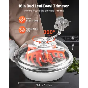 Bud Leaf Bowl Trimmer, 420 mm Manual Bud Trimmer, with Sharp Stainless Steel Blades, Visual Cutting, Wet & Dry Hydroponic Cuttin