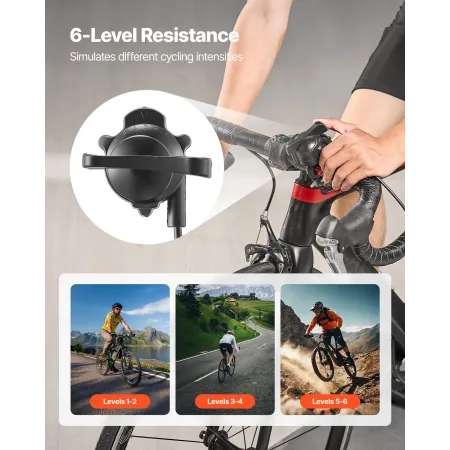 VEVOR Bike Trainer, 6 Level Resistance, 660.4-736.6 mm & 700C Wheels, Foldable Magnetic Bicycle Stationary Stand for Indoor Exer