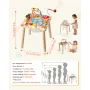 Montessori Activity Table for Toddler 1-3 Years Old, 8 in 1 Wooden Learn Activity Desk, Baby Play Table for Boys & Girls Aged 6+