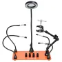 Magnetic Helping Hands Soldering Station, Third Hand Soldering Tool with 3X LED Magnifying Lamp, 4 PCB Holders & 360 Hot Air Gun
