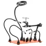 Magnetic Helping Hands Soldering Station, Third Hand Soldering Tool with 3X LED Magnifying Lamp, 4 PCB Holders & 360 Hot Air Gun