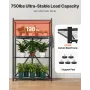 4-Tier Foldable Storage Shelf, 36W x 21D x 60H Inch Folding Metal Rack Shelving Unit, No Assembly Organizer Shelf with 5 Wheels 