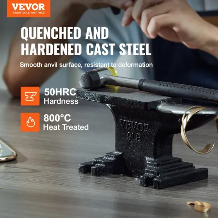Enkelt horn Anvil, 8,8 lbs støbt stål Anvil, høj hårdhed Robust