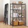 4-Tier Foldable Storage Shelf, 36W x 21D x 60H Inch Folding Metal Rack Shelving Unit, No Assembly Organizer Shelf with 5 Wheels 