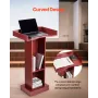 Podium Stand, 1040 mm Wooden Lectern, Laptop Desk with Wide Reading Surface and Storage Shelf, Edge Stopper, Elegant Design, Flo