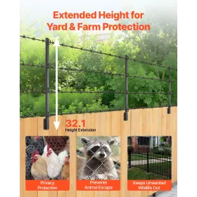 VEVOR Fence Post Extender, 12 Packs 815 mm Barbed Wire Arm, Sturdy Steel Fence Height Extender, Flat or Surface Mounted Barbed W