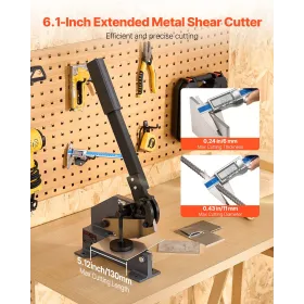 VEVOR Sheet Metal Shear, 155 mm Manual Hand Plate Shear, Heavy Duty Mounting Type Sheet Cutter with Solid Steel Frame, High Prec