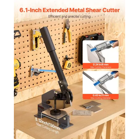 VEVOR Sheet Metal Shear, 155 mm Manual Hand Plate Shear, Heavy Duty Mounting Type Sheet Cutter with Solid Steel Frame, High Prec