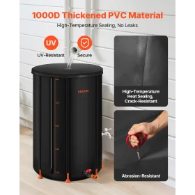 Collapsible Rain Barrel, 380 L Portable Rain Water Collection Barrel, 1000D PVC Rainwater Collection System, Garden Water Catche