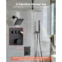 VEVOR brusehanesæt, 305 mm termostatisk loftmonteret regnbrusesystem med 152 mm vægmonteret hoved og 2 i 1 håndgreb