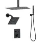 Shower Faucet Set, 305 mm Thermostatic Ceiling Mount Rainfall Shower System with 152 mm Wall Mount Head and 2 in 1 Handheld Spra
