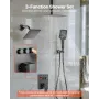 VEVOR brusehanesæt, 305 mm loftmonteret regnbrusesystem med 152 mm vægmonteret hoved og 4 i 1 håndholdt spray, Rota