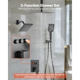 VEVOR Shower Faucet Set, 305 mm Ceiling Mount Rainfall Shower System with 152 mm Wall Mount Head and 4 in 1 Handheld Spray, Rota