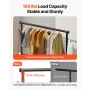 Clothes Rack, Rolling Clothing Garment Rack with Adjustable Crossbar and Side Hooks, 68 kg Load Capacity, Heavy Duty Carbon Stee